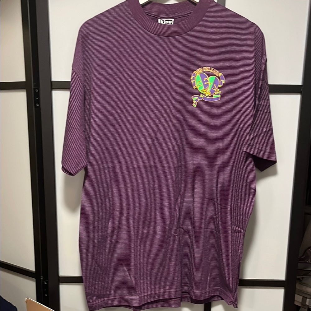 New Orleans Mask Mardi Gras Purple Vintage Shirt Size XL Unisex